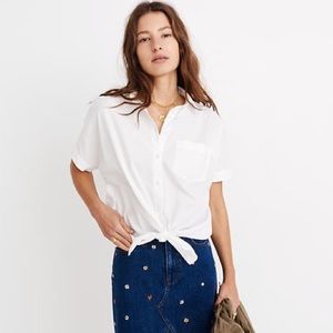 NWT- Madewell Short Sleeve Tie Front Top L